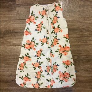 Floral Sleeveless Baby Sleep Sack - White with Pink Roses